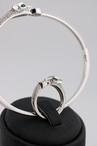 دستبند النگویی و انگشتر نقره